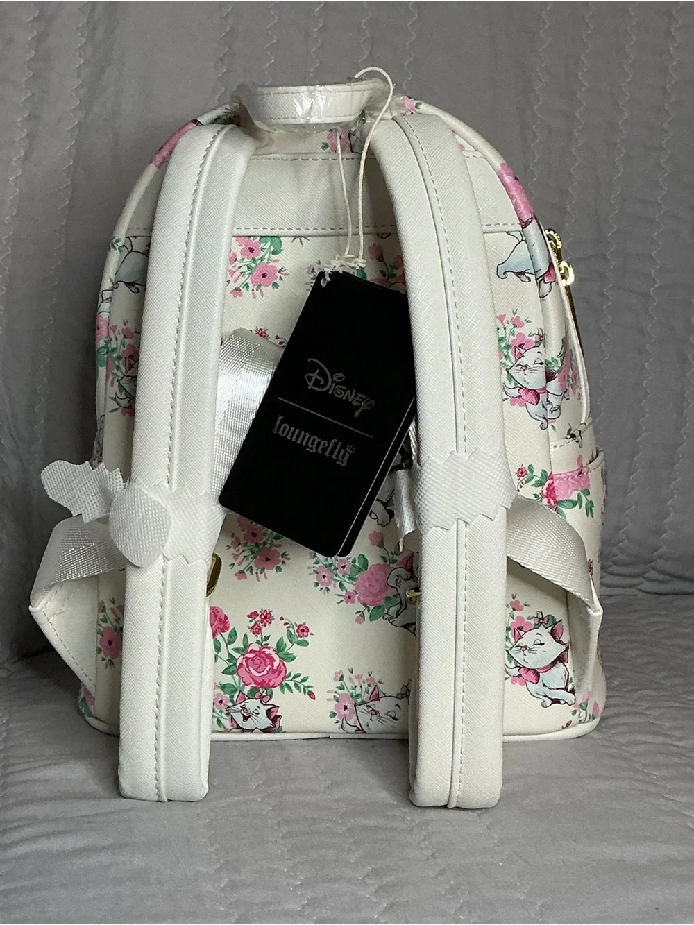 Loungefly White & Pink Marie Floral Mini Backpack